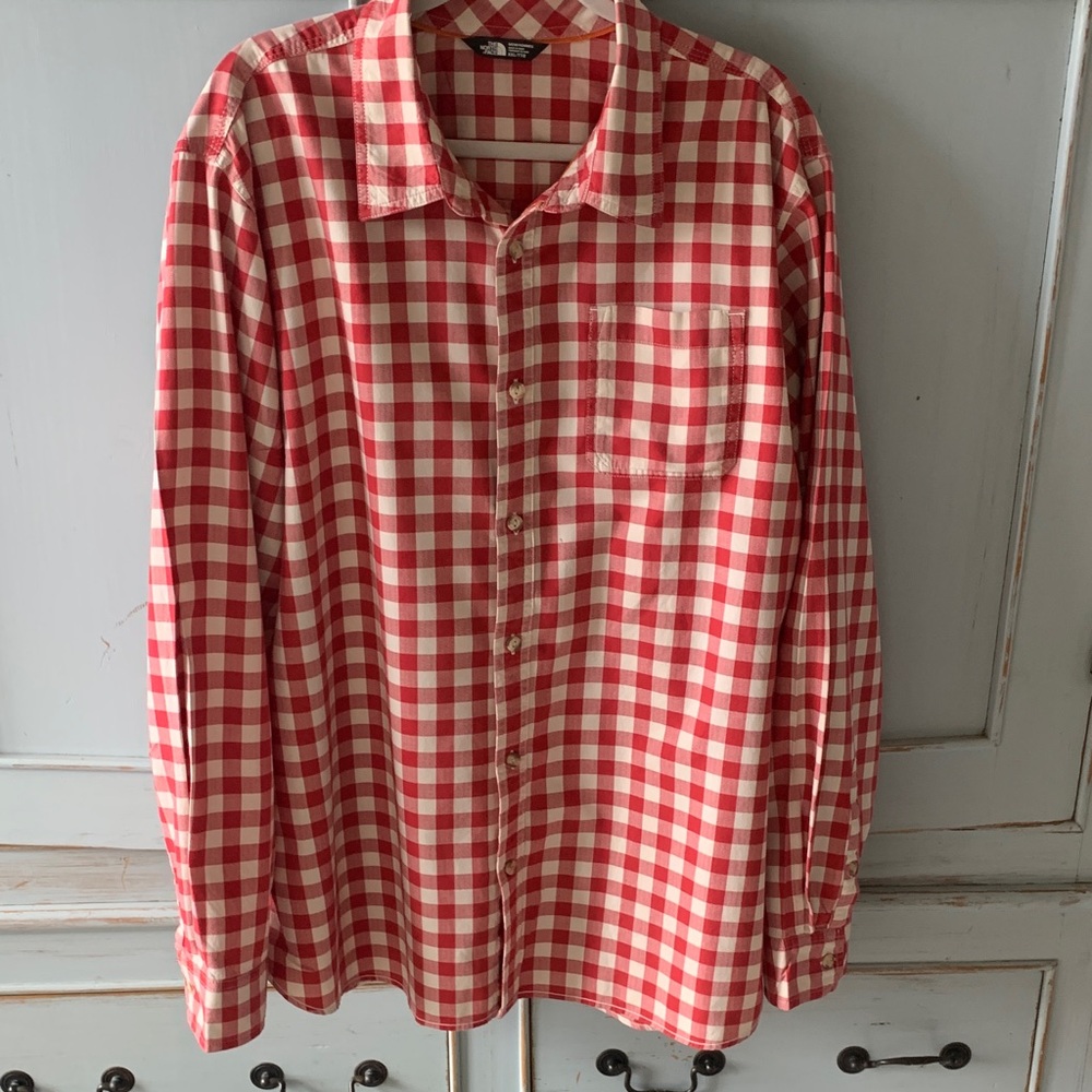 Men’s The North Face Red/Ivory Buffalo Plaid Heavy Cotton Shirt Size 2L/TTG